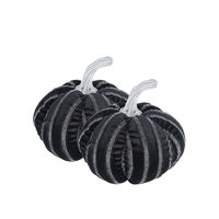 Lot de 2 décorations citrouille en tissu noir rayé 7x7x7 pouces, pour Halloween, déguisements, jouets, cadeaux