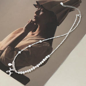 Collar de Plata S925 con Diseño de Perla Fragmentada, Estilo Fresco y Dulce, Temperamento Único, Y02617, Colgantes y Dijes de Moda - Product Image 5