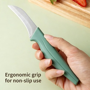 Couteau à éplucher bec d'oiseau en acier inoxydable, manche vert matcha, lame courbée, pour fruits, découpe, ambidextre, compatible lave-vaisselle, cuisine - Product Image 3