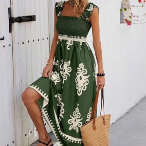 Vestido Largo de Satén para Mujer, Estilo Casual de Verano 2026, Elegante, Estilo Playero, Estampado, Cruzado - Product Image 1