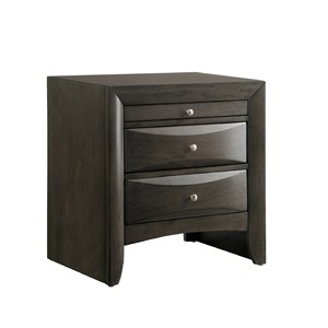 Comodino Contemporaneo a 2 Cassetti, Finitura Grigia, Mobili per Camera da Letto in Legno Massello - Product Image 3