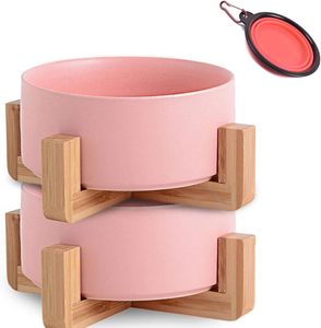 Manufacturer Wholesale Multi Colors Ceramic Wooden <b>Frame</b> Pet Cat Dog Bowl - Product Image 1