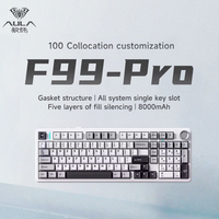 Clavier de jeu mécanique sans fil ergonomique AULA F99 PRO, nouveau, 7-RGB, triple mode, en plastique, batterie 8000 mAh, 100 touches, pour ordinateur de bureau