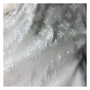 Fareastex New Silk Chiffon Metallic Jacquard Transparent Silk Sequin Fabric For Somali Dirac Somali Wedding
