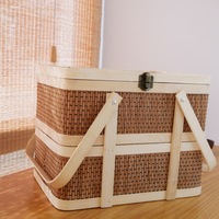 Panier en bambou tressé à la main, boîte cadeau chinoise pour mariages, remises de diplômes, ouvelles maisons, design rétro, compagnon pour les crabes, Zongzi, gâteau de lune