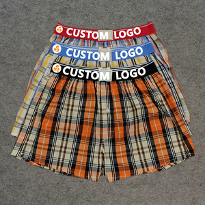 กางเกงบ็อกเซอร์ขาสั้นผ้าฝ้าย100% สำหรับผู้ชายกางเกงบ็อกเซอร์แบบลำลองผ้าทอพิมพ์ลายทางระบายอากาศใหม่2025 - Product Image 2