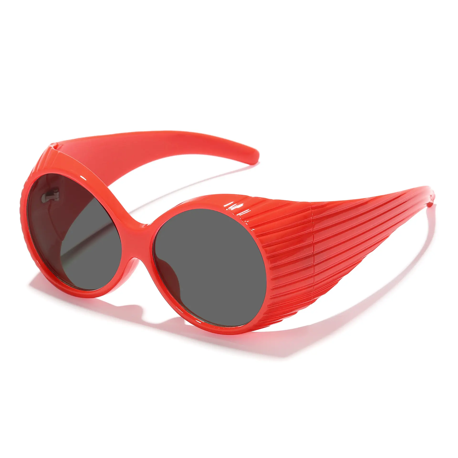 Neuzugang hochwertige Y2K übergroße Sonnenbrille UV400 futuristische halbrahmen-umwickelnde Unisex-Mode-Sonnenbrille