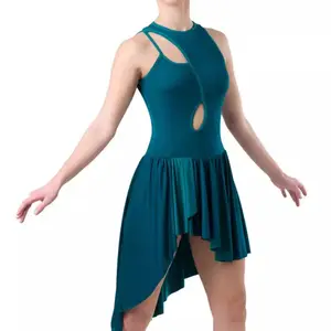 green blue latin dance dress soft stretch mesh girl dance wear adult lyrical stage performance dance costume