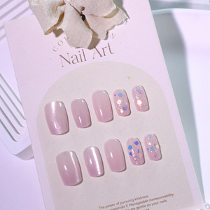 <span class=keywords><strong>Faux</strong></span> ongles oeil de chat ongles <span class=keywords><strong>rose</strong></span> <span class=keywords><strong>clair</strong></span> de haute qualité appuyez sur Simple conçu pour fille portant quotidiennement des <span class=keywords><strong>faux</strong></span> ongles courts et lisses Squoval - Product Image 2
