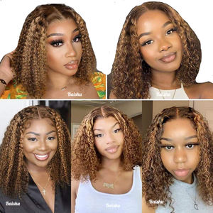 Perruque Bouclée Bob Lace 13*4 HD Cheveux 100% Humains, Couleur <span class=keywords><strong>Piano</strong></span>, Naturellement Volumineuse, Sans Colle, Styles Brésilien et Vietnamien - Product Image 3