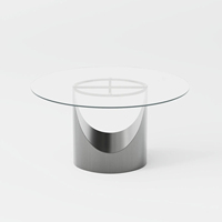 Table de salle à manger en verre et acier inoxydable avec cadre en métal argenté Table de salle à manger nordique moderne et 4 chaises pour la maison et le bureau facile à assembler