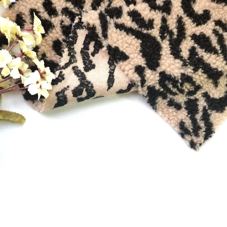 Горячая Распродажа 100 полиэстер микро флис Леопардовый жаккардовый узор шерпа флисовая ткань для женщин пальто