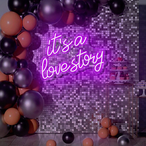 Enseigne néon personnalisée « It's a Love Story » à LED, alimentée par piles, intensité réglable, étanche, pour entreprises, mariages, fêtes, maison, pour vendeurs Etsy - Product Image 1