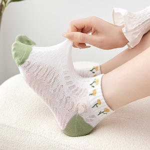 Women's Ankle Socks With Floral Pattern Breathable Sweat Absorbing Spring Summer Casual Short Socks - Product Image 4