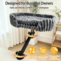Lit de bureau pour chats d'intérieur 360 °   Supports rotatifs pouvant supporter jusqu'à 52 lb, housse lavable, lit surélevé pour chat, garde les chats près de vous