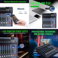 Nouvelle table de mixage audio numérique professionnelle 6 canaux 99 effets avec 2 ports USB et alimentation fantôme 48V, double voix pour le chant