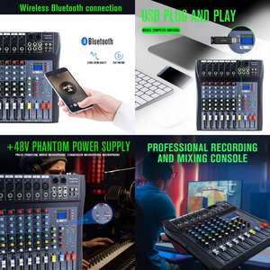 Nouvelle table de mixage audio numérique professionnelle 6 canaux 99 effets avec 2 ports USB et alimentation fantôme 48V, double voix pour le chant - Product Image 6