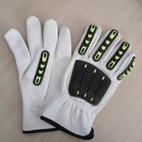 Gants de travail de sécurité pour mécanicien en cuir de chèvre HPPE doublure anti-coupure dos en caoutchouc gants de travail de protection contre les chocs des champs pétrolifères