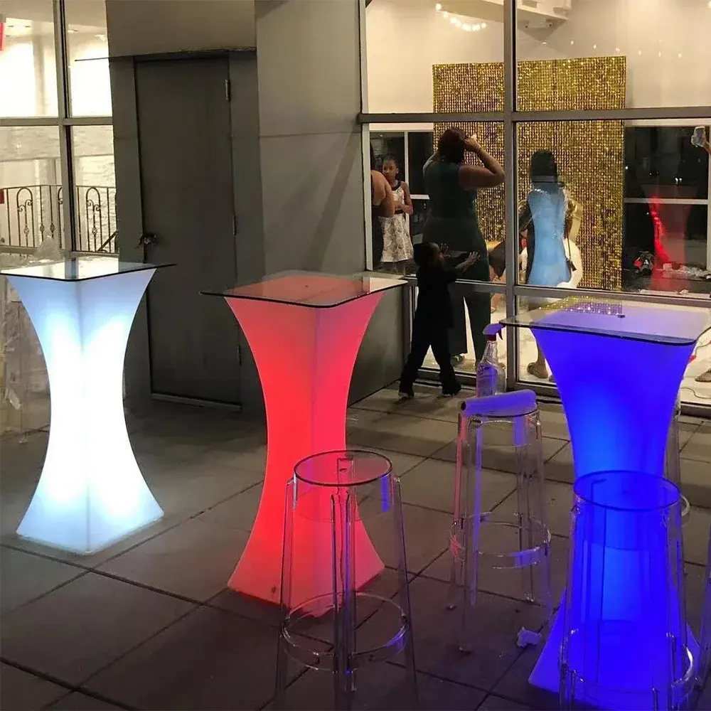 Vente en gros Table de bar de 110cm de haut Location de table de cocktail lumineuse LED Meubles de bar