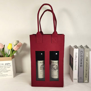 Custom Design Christmas Double Bottle <strong>Felt</strong> Wine Bag <strong>Red</strong> Wine Gift Box Multi-Bottle Holiday Wine <strong>Felt</strong> Tote Bag - Product Image 2