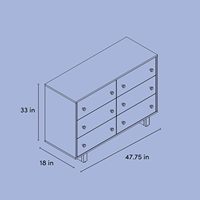 Commode à 6 tiroirs HANYEE en noyer avec un design minimaliste et des poignées en bois massif pour le rangement de la chambre