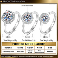 Bague Solitaire Carrée en Moissanite 2 Carats Couleur D en Argent 925 avec Sertissage Bezel, Vente en Gros OEM ODM Direct Usine