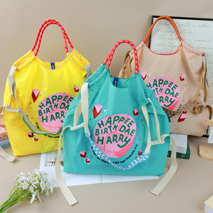 Nouveauté : Sac à cordon en nylon brodé sur toute la surface, imperméable et écologique – Sac polyvalent tendance de taille moyenne à grande - Product Image 2