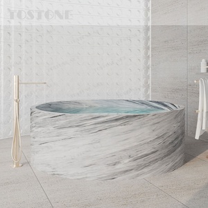 Vasca da Bagno in Marmo Naturale Grigio Fiorentino di Lusso Tostone, Bestseller per Hotel e Ville, Decorazione per Bagno - Product Image 4