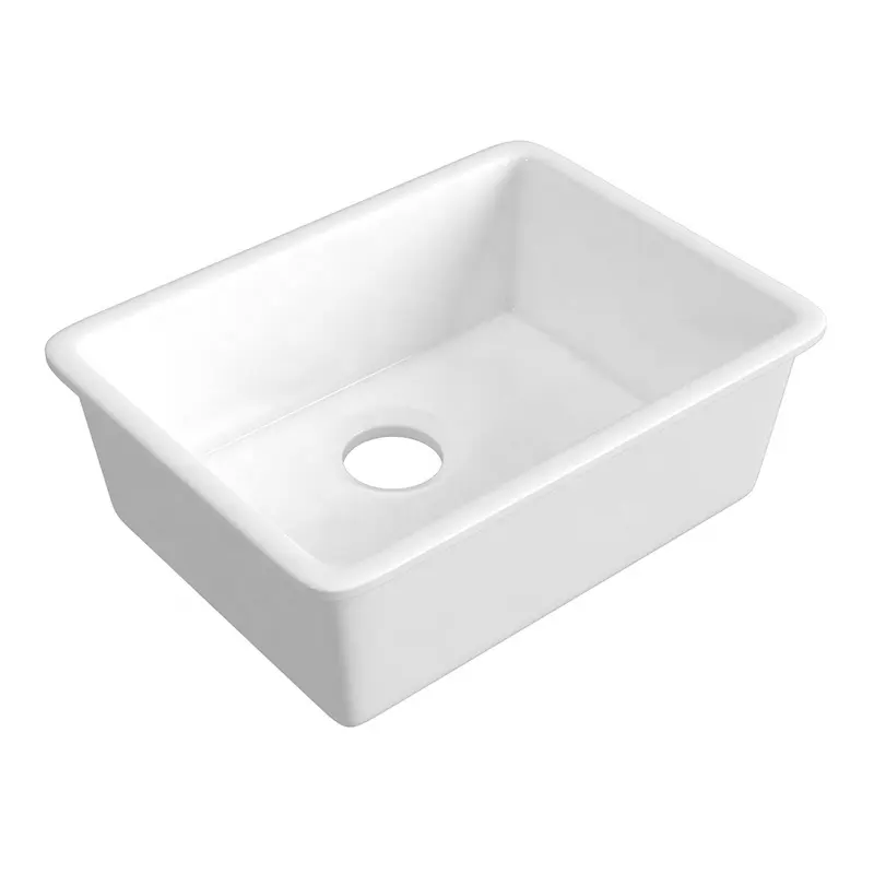 Utility Drop In Cabinet Small Single Bowl White Handmade Ceramic Famhouse Kitchen Sink