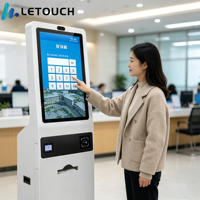Kiosque de paiement en libre-service Lehua sur pied de 32 pouces avec écran tactile 1920x1080, terminal de paiement de factures, lecteur de code QR et lecteur de code-barres
