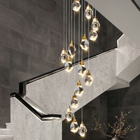 Lustre en spirale au design moderne, long lustre en cristal pour escalier, éclairage de plafond haut pour salon