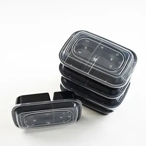 Échantillon gratuit Boîte à lunch Bento jetable en plastique PP à emporter 2 compartiments 3 compartiments Récipients pour aliments