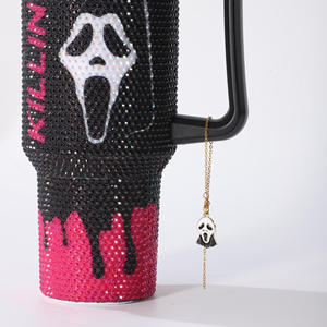 <span class=keywords><strong>Taza</strong></span> de regalo con cara de <span class=keywords><strong>calabaza</strong></span> para fiesta de Halloween, vaso enfriador de hielo montado en coche con diamantes de acero inoxidable de gran capacidad de 40oz, disponible para - Product Image 3