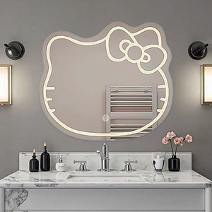 Espejo de maquillaje de pared de vidrio inteligente LED moderno con Interruptor táctil ecológico y pantalla de tiempo - Product Image 4