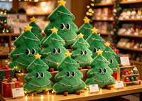 Boneka Pohon Natal Kustom, Mainan Plush Lembut untuk Dekorasi Liburan, Boneka Plush Kustom