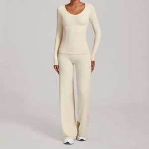 Conjuntos Deportivos para Mujer de 2 Piezas, Pantalones Holgados de Manga Larga Ajustados, Conjunto de <span class=keywords><strong>Yoga</strong></span>, Ropa Deportiva para Pilates <span class=keywords><strong>en</strong></span> Interiores - Product Image 5