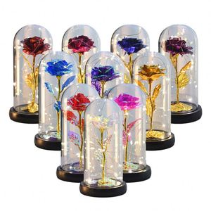 Hot Sale Valentines Day Plastic Dome <b>Dried</b> Flower Women Led Rose Gift With Box - Product Image 1
