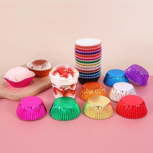 MaisBakery Mini Papier-Cupcake-Förmchen Metallisch Silberne Folie Umweltfreundliche Einweg-Backförmchen in Box Individuelles Design Backzubehör - Product Image 5