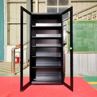 Armoire de classement moderne à 2 portes en verre, armoire de rangement de bureau en acier, combinaison de rangements verrouillables, structure KD