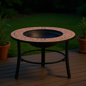 Brasero de cerámica y terracota con mosaico, 26.8 pulgadas, para leña, estilo rústico, independiente, para exteriores. - Product Image 2