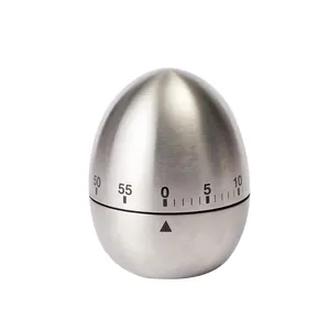 Temporizador de cozinha mecânico em forma de ovo de metal com alarme de uma hora