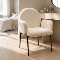 Fauteuil d'appoint en polaire Sherpa crème, fauteuil moelleux avec structure métallique, canapé individuel moderne et minimaliste pour salon - Vente Flash