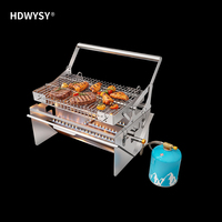 Grill à gaz portable pliable en acier inoxydable pour barbecue en plein air, camping, barbecue à retournement