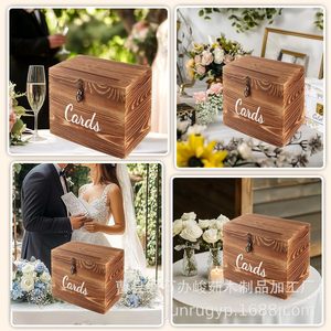 Wooden <b>Card</b> Storage <b>Box</b> Rectangle Engraved Office Organizer <b>Wedding</b> Gift <b>Card</b> Holder - Product Image 3