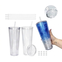 Gobelet transparent à double paroi de 24 oz avec trou pré-percé pour la création de globes de neige DIY avec paillettes, idéal pour les cadeaux