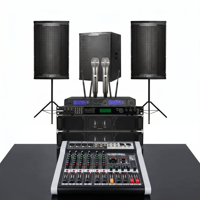 1000U Professional Stage Karaoke Sound System 8/10/12 Inch Uood Speaker Set Amplifier Uireless Microphone DJ Live ShoU Surround