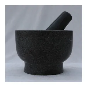 Factory Supplied Family Cooking Reuse 14*10cm Grind Stone Hand Movement Granite Mortar And Pestle