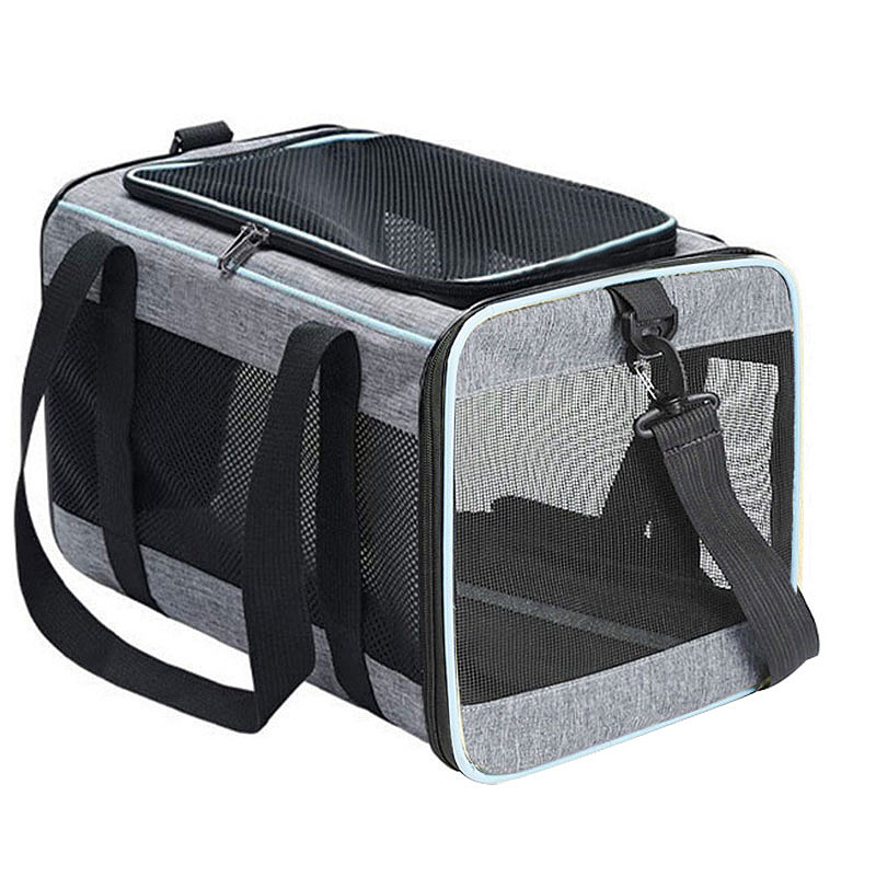 Gray with blue trim