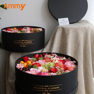 AM-GPA14 Ammy 99 Rose <span class=keywords><strong>2</strong></span> в 1, круглая коробка с вечными цветами, шелковая атласная Подарочная коробка, Подарочная черная круглая пустая коробка - Product Image 5