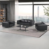 Conjunto de Sofás de Cuero Modernos para Oficina en Casa y Sala de Estar, Diseño Seccional, Mesa de Centro para Vestíbulo de Hotel